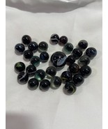 Lot of 29 Assorted Black Dark Red Marble Lot Cats Eye Swirl Black Marble... - £12.99 GBP