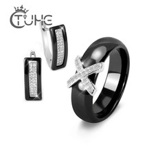 2020 Trend Black White Stainless Steel Jewelry Set Ceramic For Women AAA Bling C - $33.66