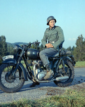 Steve McQueen in German Army uniform sits on Triumph bike Great Escape 8x10 - £9.43 GBP