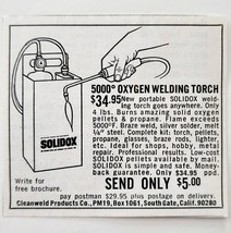 1969 Cleanweld Solidox Oxygen Welding Torch Advertisement Tools Metal Wo... - $19.99