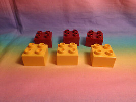 LEGO Duplo 6 Replacement Bricks 3 Brick Red 3 Yellow 2 X 2 Dot - £1.51 GBP