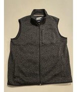 Mens Lands&#39; End Full Zip Fleece Vest Black-Gray Size L (42-44) - £14.50 GBP