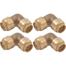 SharkBite 1/2 Inch 90 Degree Elbow, Pack of 4, Push to Connect Brass Fit... - $59.15 CAD