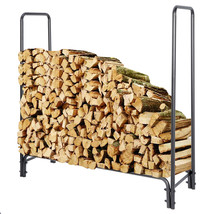 Black Outdoor Heavy Duty Metal Firewood Log Rack Wood Storage Holder 4 Feet - £58.84 GBP