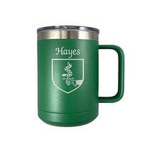 Hayes Irish Coat of Arms Stainless Steel Green Travel Mug with Handle - £22.36 GBP