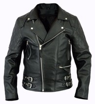 Men&#39;s Brando Biker Black Vintage Motorcycle Winter Real Leather Jacket M26 - $94.86 CAD+