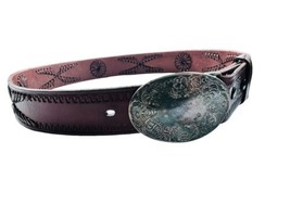 B-Low The Belt Women’s Brown Leather Stitched Tooled Boho Western Belt Size 32 - £28.00 GBP