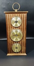 Vintage Mid-Century Jason Empire Weather Station Gauge - Wood &amp; Thatch - Japan - £26.10 GBP