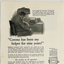Vintage 1922 Corona Typewriter Co Magazine Print Ad Personal Writing Mac... - £5.20 GBP
