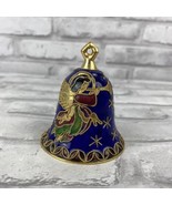 CLOISONNE Heralding Angel Bell Cobalt Blue and Gold Vintage 3 Inches Tall - £15.91 GBP