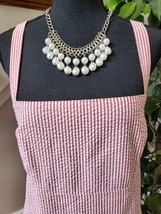 St Berg Women&#39;s Pink/White Cotton Casual Sleeveless Midi Dress Size 10 - £19.98 GBP
