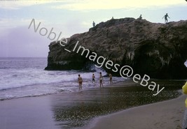 1969 Beach Scene Girls Bikinis Boys Playing California 35mm Slide - £2.72 GBP