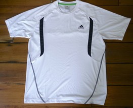 Adidas White Black Workout Running Soccer Jersey Mens T-Shirt Quick Dry ... - $34.64