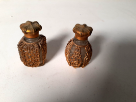 Vintage Pair of Miniature Perfume Bottles, Intricate Design - $20.30