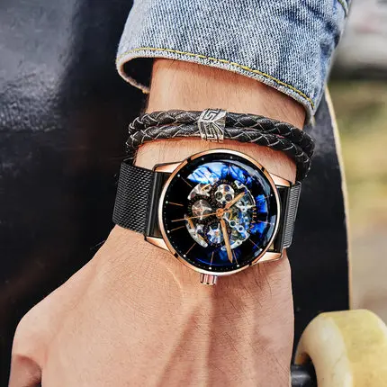 Tourbillon Men's Automatic Watch Mechanical Gear Wrist Watches Diesel