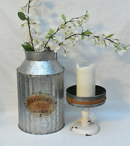 2pc Galvanized Metal Flower Bucket &amp; Riser/Stand Rustic Industrial Home Decor - £30.54 GBP
