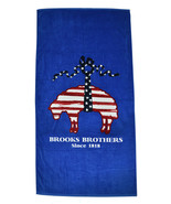 Brooks Brothers 100% Cotton Logo Printed Beach Towel, Blue, One Size 8738-3 - $121.19 CAD
