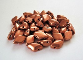 40 8 x 5 mm Czech Glass Gemduo Beads: Saturated Metallic - Russet Orange - $1.99