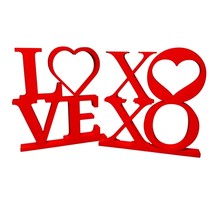 Love XOXO Valentines Day Gift Decor Sign set 6&quot;x5.5&quot; New Red Heart Plastic 3D - $17.82