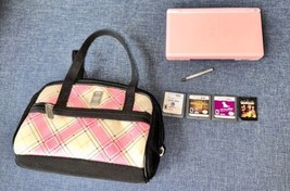 Nintendo DS Lite Pink Tested Working  Authentic and 4 Games Case &amp; Stylus - $225.00