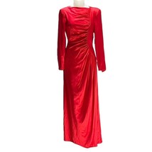 Red Silk Dress Occasion Asymmetrical Ruched Maxi  Women&#39;s Size 8 NEW Vin... - £88.75 GBP