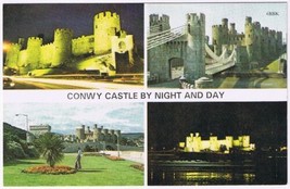 Postcard Conwy Castle By Night &amp; Day Harvey Barton - £2.28 GBP