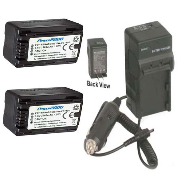 Primary image for 2X VW-VBT190 Batteries + Charger for Panasonic HC-V110, HC-V130, HC-V160 HC-V201