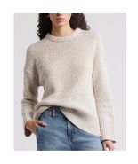 NORDSTROM Marled Cotton &amp; Wool Crewneck Sweater, Size Medium, Beige/Ivor... - €67,70 EUR