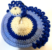 Vintage Handmade Crocheted Blue White Rooster  Trivet Hot Pad Pot Holder... - $13.59