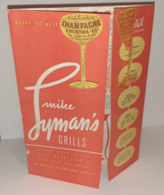 1950s Menu MIKE LYMAN&#39;S GRILL Restaurant Hollywood &amp; Vine Champagne Glass 4 Loc. - £79.13 GBP