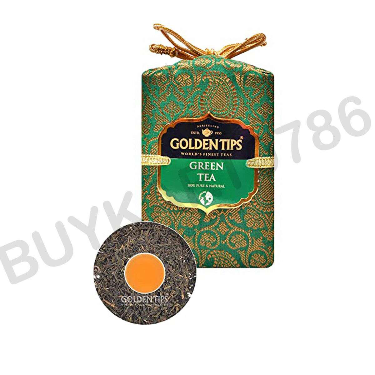 Golden Tips Darjeeling Green Tea Brocade Bag 100g | 100% Natural Tea - $24.21