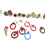 Christmas Hand Made Silver foil Diorama Paper Mache Ornaments &amp; Beaded o... - $35.00