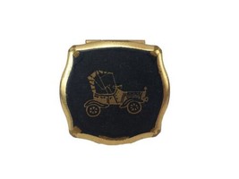 Vintage Small Stratton Portable Ash Tray Box Black Enamel Gold Trim England  - £15.76 GBP