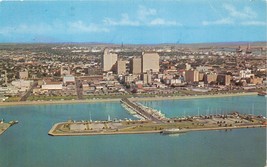 Corpus Christi Texas SEAWALL~T-HEADS~PORT Aerial View Postcard 1964 Pstmk - £4.35 GBP