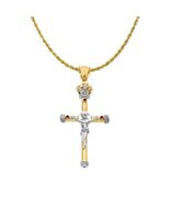 Genuine 14k Two-tone Gold 2.04" Cubic Zirconia Fancy Crucifix Necklace 1... - $2,008.71+