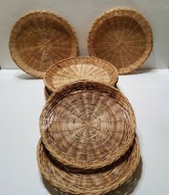 12 Vintage Wicker Rattan Paper Plate Holders 9.5&quot;  - £22.15 GBP