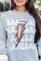 Gray GAME DAY Lightning Football Print Pullover Sweatshirt - £29.80 GBP