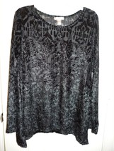 White Stag Women&#39;s Long Sleeve Velvet Top Medium 8-10 Black Soot NEW - £10.50 GBP