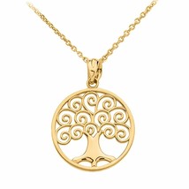 Fine 10k Yellow Gold Tree of Life Openwork Pendant Necklace 16&quot;, 18&quot;, 20&quot;, 22&quot; - £132.05 GBP+