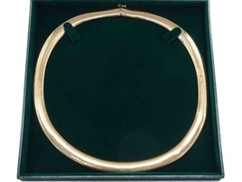 11.5mm Wide Italian Omega Collar Necklace 14k Gold 19.5&quot; Long - £3,597.10 GBP