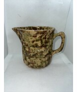 M E Larson Fisher Mn Antique Advertising Am Stoneware Pottery Pitcher Sp... - $191.37 CAD