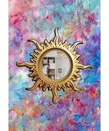 Gold Resin Sunburst Mirror: Round Wall Decor, Handmade Art - $133.18 CAD