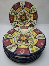 6 DISHES Pier 1 Vallarta 9&quot; Dinner Plates Hand Painted Earthenware Tusca... - $801.88 MXN