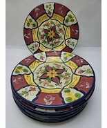 6 DISHES Pier 1 Vallarta 9&quot; Dinner Plates Hand Painted Earthenware Tusca... - $785.54 MXN