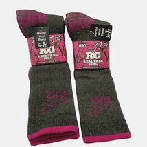 2 Pair Gray Realtree Girl All Season Boot Socks Sz 6-9 Gray Pink Wool Bl... - £7.77 GBP