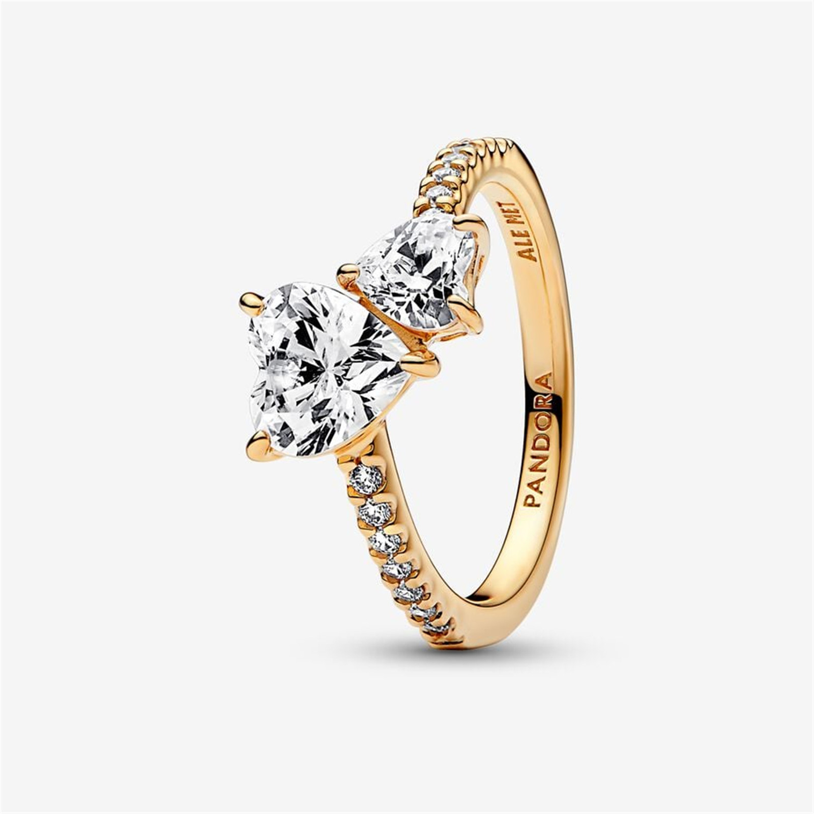 Double Heart Sparkling Ring,Fits Pandora charms