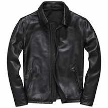 Men&#39;s Retro Cafe Racer Motorcycle Bomber Black Leather Jacket - £36.98 GBP+