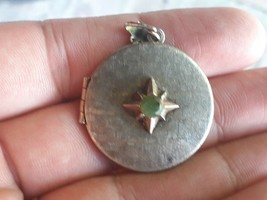 antique Gold plated Photo  locket - pendant- Jade probably - $98.01