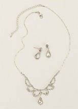 Davids Bridal Scalloped Necklace with Pear Shaped Drop Earrings Set - £11.24 GBP