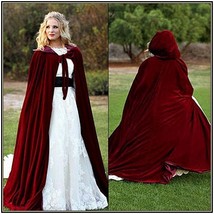 Medieval Gothic Hooded Velvet Cape Cloak 12th Century Clothing 7 Choice Colors image 9